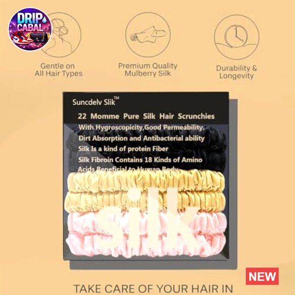 100% Silk Hair Ties Luxury Anti-Crease Breakage Protection 6PCS Set main image 7